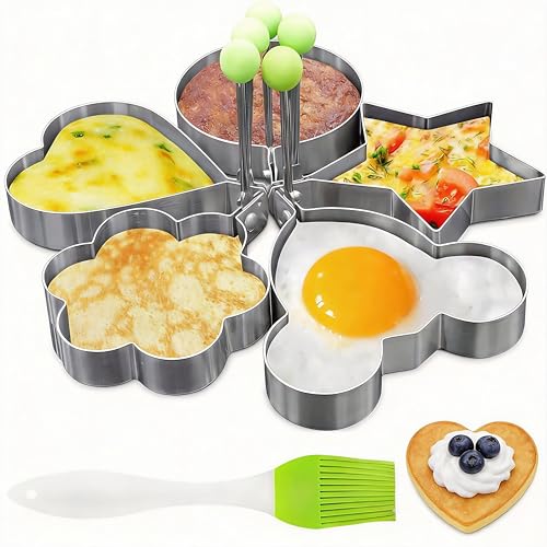 5-Piece Stainless Steel Pancake & Egg Molds — Fun Shapes ...
