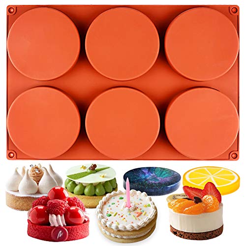 Funshowcase Round Disc Baking Silicone Mold 6-Cavity, 4inch, Circle Epoxy ...