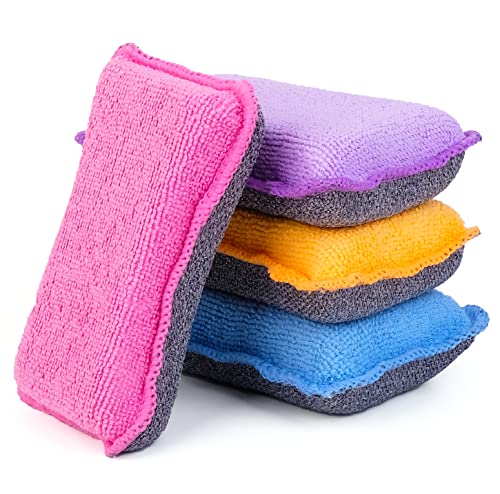 UPSTAR Kitchen Sponges for Dishes, Microfiber Cleaning Scrubber, Non-Scratch Scrubbies ...
