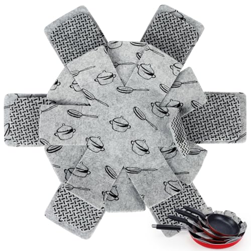 BOYAN Thicker Pot and Pan Protectors, Felt Pot Protectors for Stacking, Set of 6 & 3 Different Sizes, Pan Separators for Stacking Cookware Skillet Ceramic Saucepan Glassware