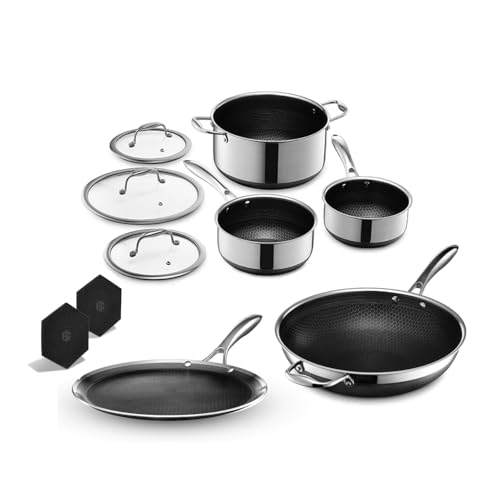 HexClad Hybrid Nonstick 10-Piece Cookware Set, 12