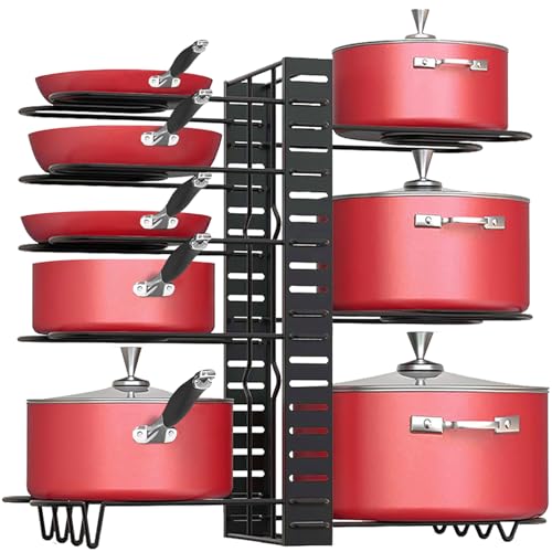 Podxco Pot and Pan Organizer for Under Cabinet, 8 Tiers ...