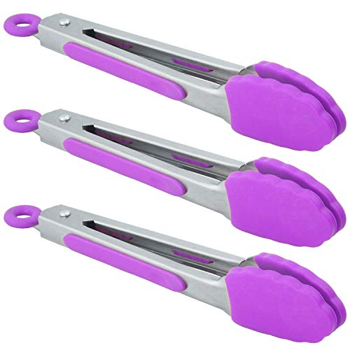HINMAY Small Kitchen Tongs 7 Inch Mini Silicone Appetizers Tongs, ...