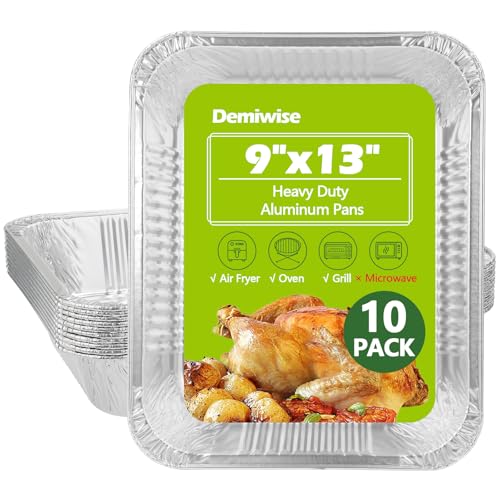 Demiwise Thickened 10 Pack Heavy Duty Aluminum Pans, 9x13 Aluminum ...