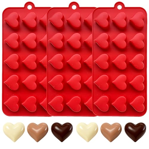 3-Pack Heart Molds Silicone, Mini Heart Shape Chocolate Candy Molds ...