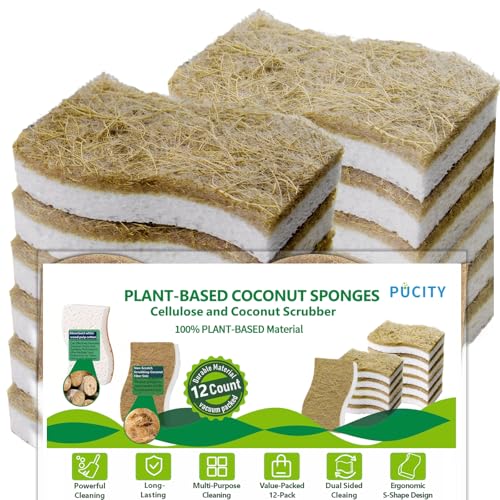 Sponges Kitchen Natural Dish Sponge Plant-Based Biodegradable Compostable Cellulose with ...