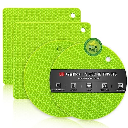 Walfos Silicone Trivet Mats - 4 Heat Resistant Pot Holders, ...