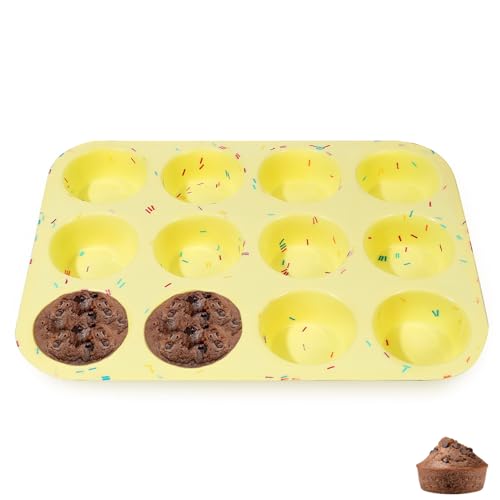Kichvoe Silicone Muffin Pan: Nonstick 12 Cup Regular Size Cupcake ...