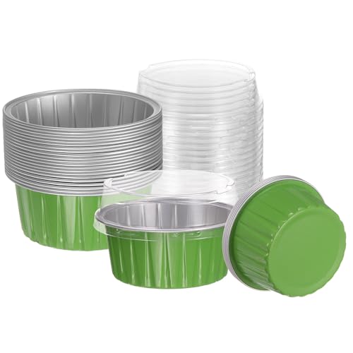 HARFINGTON 25Pcs Baking Cups with Lids 5oz Aluminum Foil Liners ...