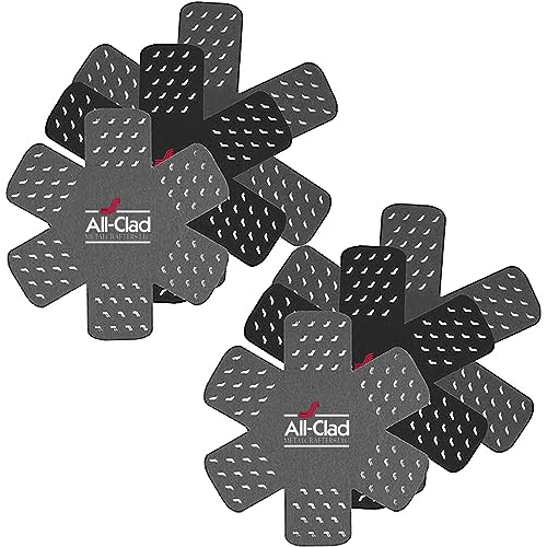 All-Clad Premium Cookware Protectors: Pot and Pan Protectors for Kitchen Organization - Perfect for Cast Iron, Steel, or Glass, 6-Piece, Black/Gray