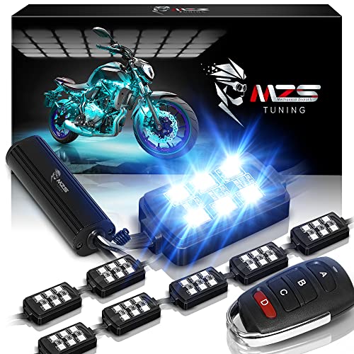 MZS 8Pcs Motorcycle LED Light Kit, Multi-Color Neon RGB Strips ...