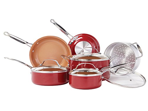 BulbHead Red Copper Ceramic Cookware Set