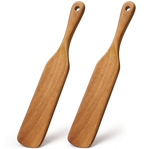 2 Pack Wooden Spurtle for Sourdough Starter Wood Thin Spatula ...
