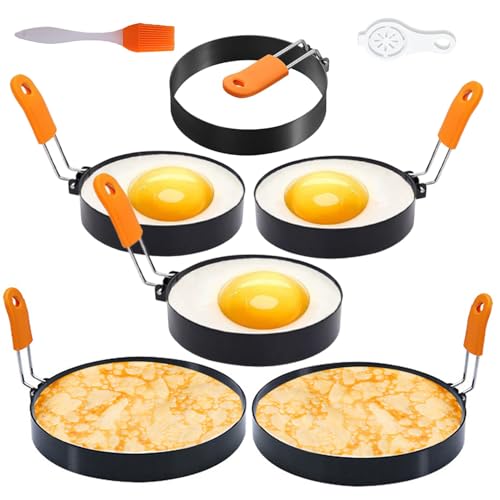 6 Packs Professional Egg Ring Pancake Ring Set,Non-Stick Stainless Steel ...