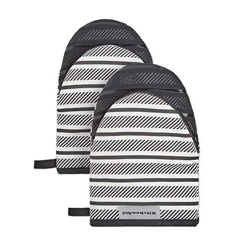 KITCHENAID Albany Mini Oven Mitt 2-Pack Set, Matte Black, 5.5