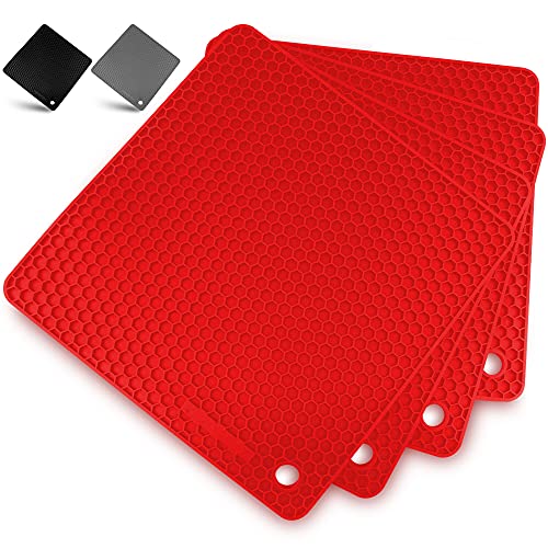 Zulay Kitchen 4 Pack Silicone Trivets - 7'x7' Silicone Pot ...