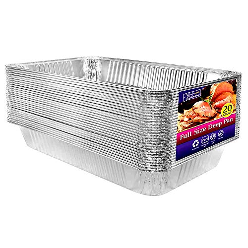 Aluminum Deep Foil Pans Full Size, Large Disposable Roasting & Baking Pan, 21