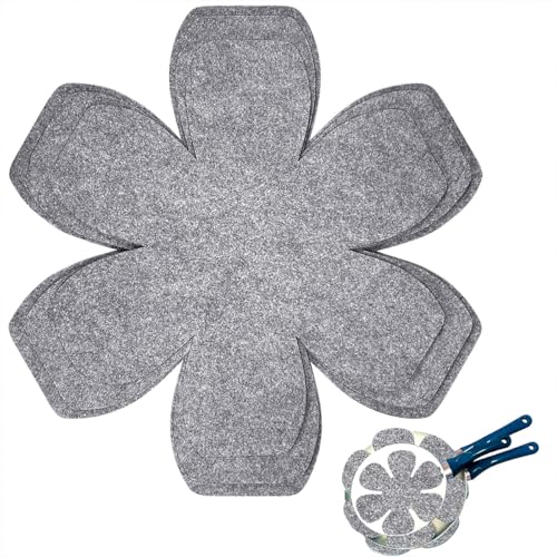 Pot and Pan Protectors for Stacking, 6 Pack in 3 Sizes, Thick Felt Pan Separators, Non-Slip Pot Stacking Protectors, Scratch-Resistant Cookware Dividers Pads for Nonstick Ceramic Glass Metal Pans
