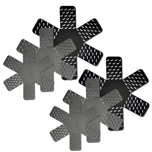Premium Pot and Pan Protectors: (6-Piece), Thickened Pan Protectors for Stacking for Cast Iron, Steel, Glass, and Ceramic Cookware - Black & Grey (6)