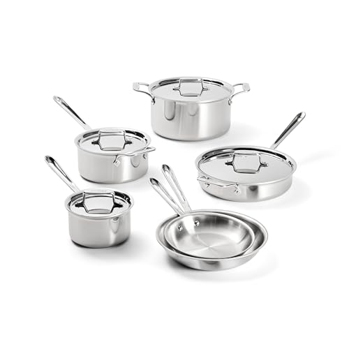 All-Clad D5® Stainless Steel Core 10 Piece Cookware Set- Made in USA- The Upgrade for Supremely Even Heat- Includes Frying Pans, Saucepan, Sautépan, Stockpot -Oven Safe & Induction Compatible