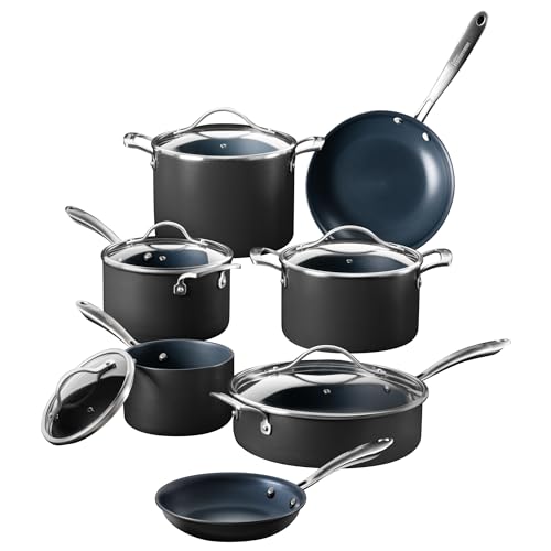 Guy Fieri's Flavortown Laser Titanium 12 Piece Set - Non-stick Cookware Set Without PFAS, PTFE, or PFOA, 3x More Durable, Dishwasher Safe, Oven Safe