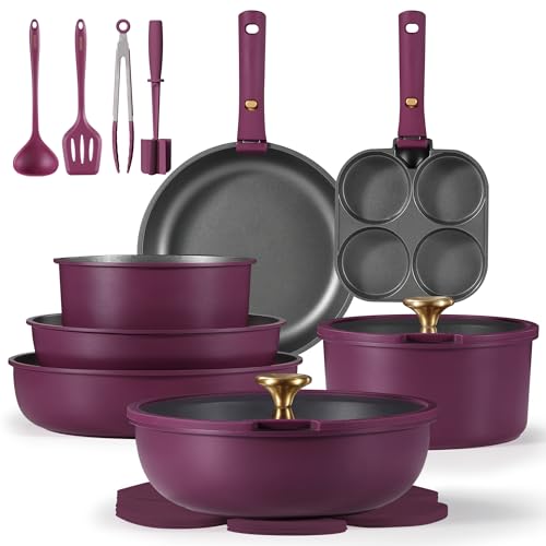 CAROTE 21pcs Nonstick Cookware Set