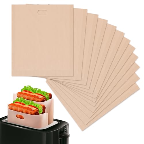 12 Pcs Non-Stick Grilled Cheese Toaster Bags Reusable Up To 50 Times - 6.7