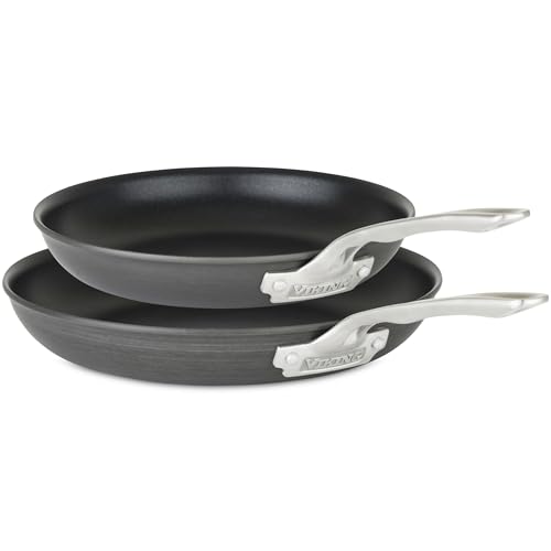 Viking Nonstick Frying Pans, 2 Piece Hard Anodized Kitchen Cookware, 10 and 12 Inch, Gray