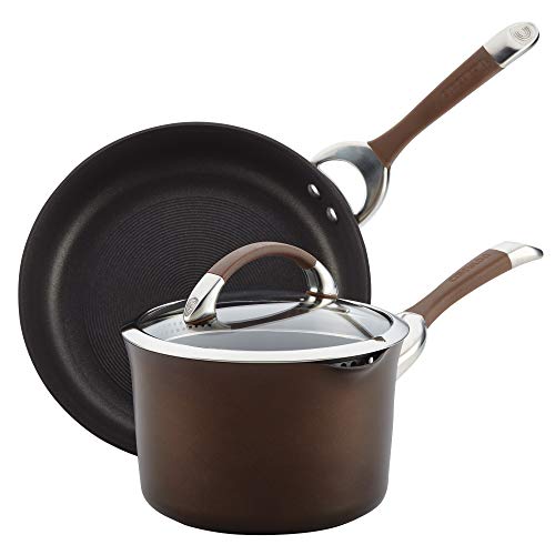 Circulon 84561 Symmetry Hard Anodized Nonstick Cookware Pots and Pans Set 3 Piece Chocolate