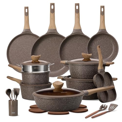 CAROTE 31pcs Pots and Pans Set Non Stick, Cookware Set Pots and Pans, Nonstick Kitchen Cooking, Induction Cook Ware, PFOA Free