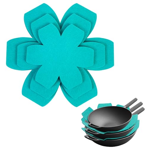 12 Pcs Felt Pan Protectors for Stacking Glass Ceramic Plates and Cookwares Protecting Pads Larger & Thicker Pot Dividers Pan Separators to Avoid Stratching or Marring (3 Sizes)