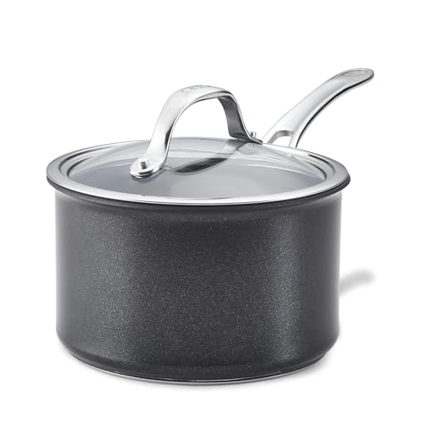 Anolon X Hybrid Nonstick Cookware Saucepan With Lid, Induction Suitable, 3 Quart Non Stick Sauce Pan - Charcoal Gray