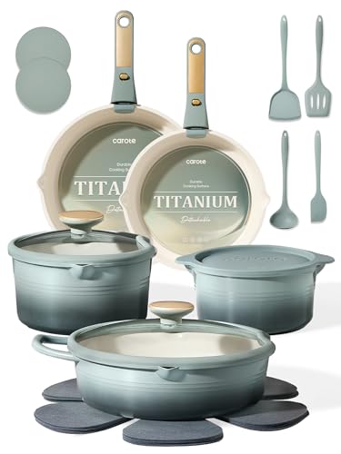 CAROTE 20-Piece Titanium Cookware Set
