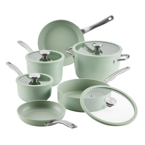 Circulon Halo Ceramic Nonstick Induction Suitable, Oven Safe, 10-Piece Set, Dishwasher Safe - Sage