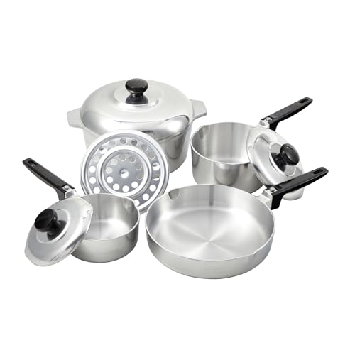 IMUSA USA Heavy Duty 8-Piece Cast Aluminum Cajun Cookware Set, Silver