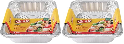 Glad Disposable Aluminum Half Size Deep Steam Pan | 2 ...