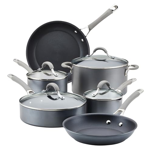Circulon Elementum Hard Anodized Nonstick Cookware/Pots and Pans Set, 10 Piece, Gray