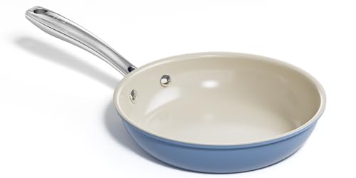 Redchef Ceramic Non Stick Egg Pans, Nonstick Frying Pan Skillet, 8 inch Cooking Pan Non Toxic with Stay Cool Handle for Induction, PTFE & PFAS & PFOA Free, Dishwasher/Oven Safe (Blue)