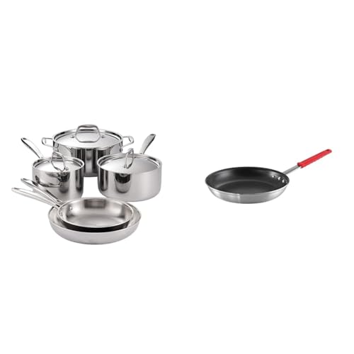 Tramontina 8-Piece Tri-Ply Clad Cookware Set with 12-Inch Professional Nonstick Fry Pan