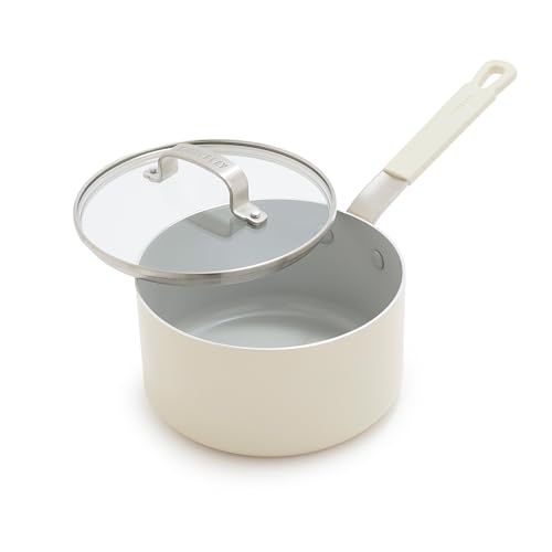 GreenPan Bobby Flay - Casseruola con coperchio in vetro, in alluminio di grado professionale, antiaderente in ceramica senza PFAS e PFOA, adatta a induzione, manico in silicone che mantiene il freddo,