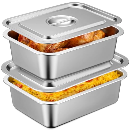 Acellegic 2 Pack 4 Inch Extra Deep Lasagna Baking Pan with Lid, 11