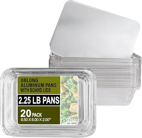 PARTY BARGAINS 2.25 lb Aluminum Pans with Board Lids, 20 ...