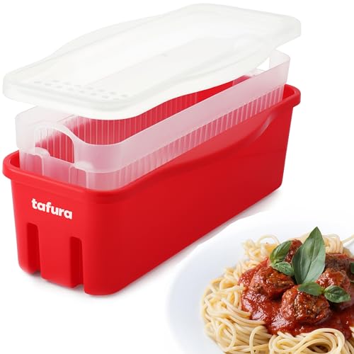 Tafura Microwave Pasta Cooker with Double Straining System, Microwavable Spaghetti ...