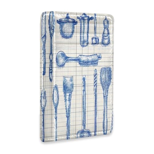 CZXW Kitchen Cookware Pattern Card Holder Slim Front Pocket Wallet Minimalist RFID Blocking Credit Card Case for Women Men