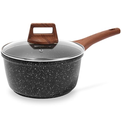 ESLITE LIFE Nonstick Sauce Pan with Lid, 1.5 QT Small ...