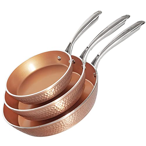 Gotham Steel Hammered Copper Frying Pan Set