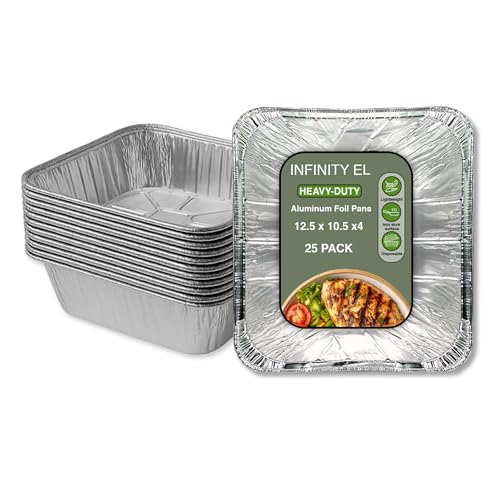 INFINITY EL Disposable Aluminum Foil Pans 25 Pack | Half Pan Extra 12.5