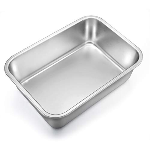 TeamFar Lasagna Pan, Rectangular Cake Pan Brownie Bake Dish Stainless Steel, 12.75’’×10’’×3.2