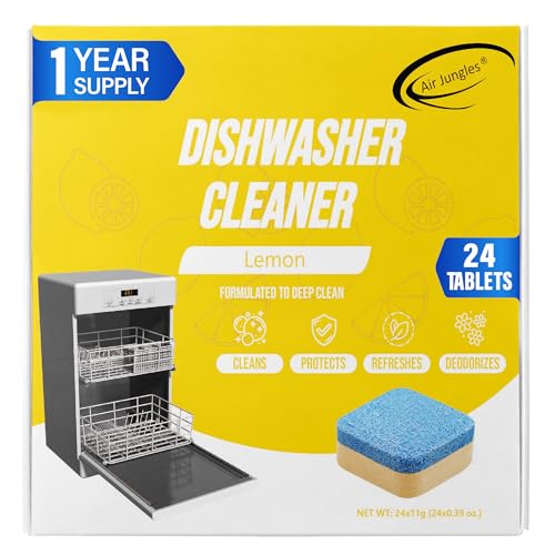 Air Jungles Dishwasher Cleaner Tablets 24 Count, Lemon Scent, Deep ...