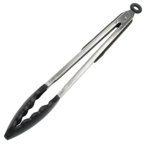 Chef Craft Premium Silicone Cooking Tongs, 12 inch, Black